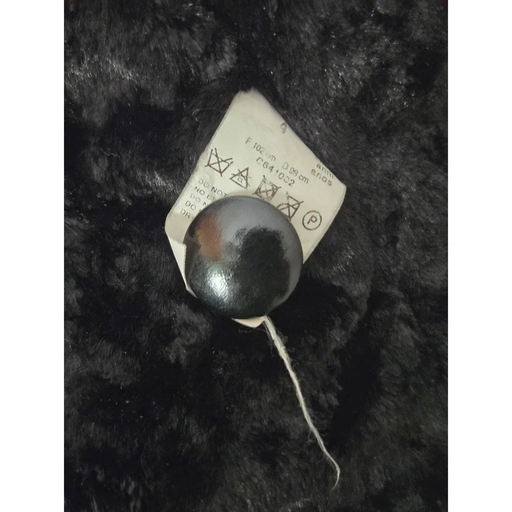 Catimini Black Patent Hooded Coat Faux Fur‎ Trim Flower Detail Size 4
